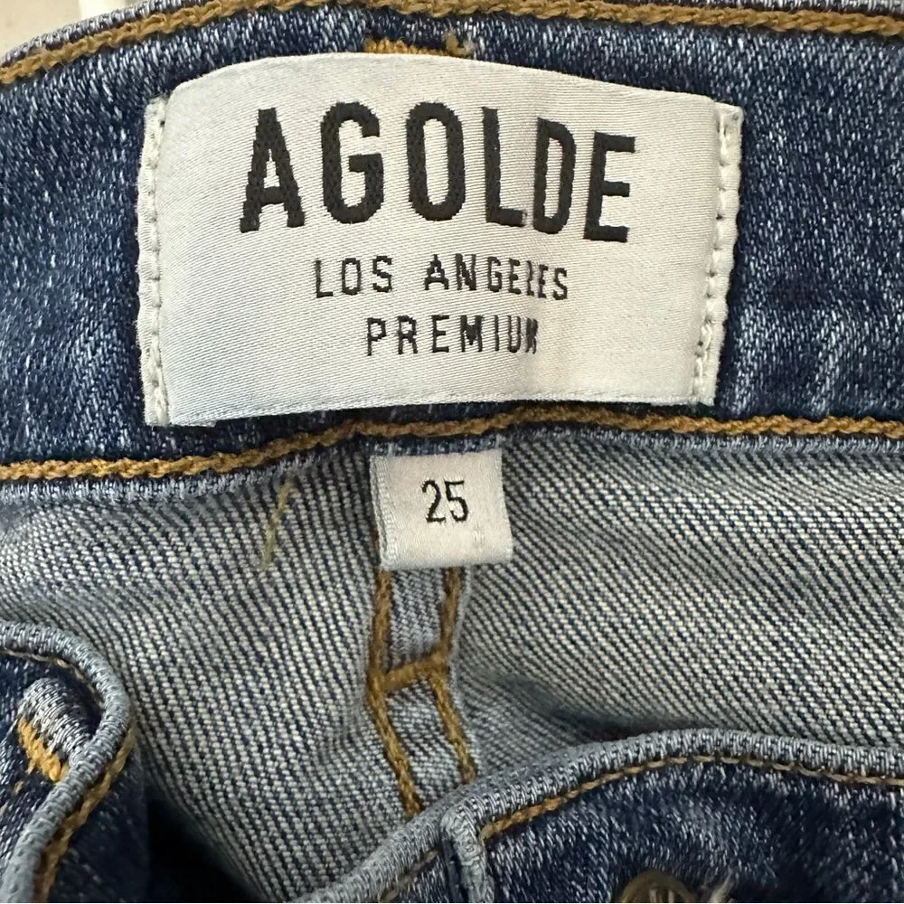 Agolde Jeans Womens 25 Blue Denim Distressed Skinny Straight Leg Casual Bottoms